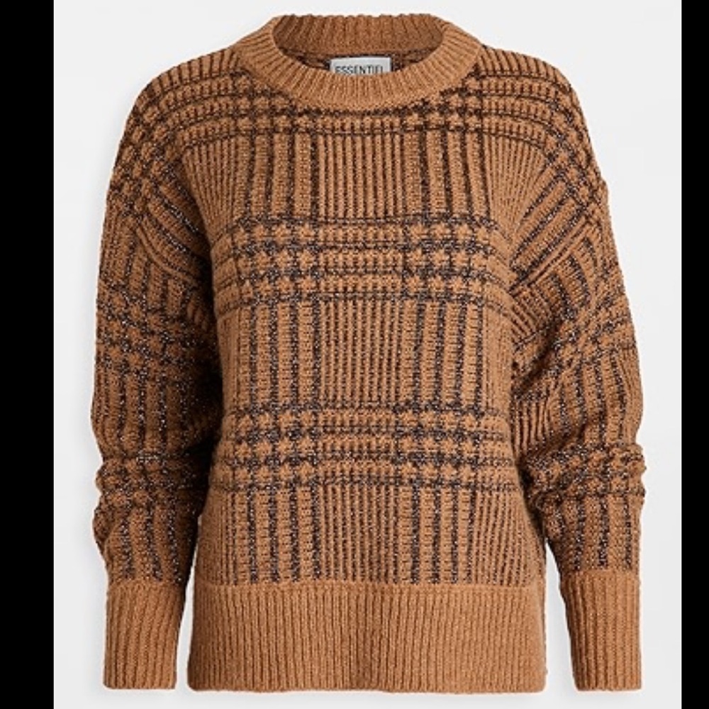 Essentiel Antwerp Metallic Tartan Knit Sweater – Size Small
